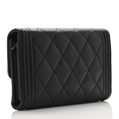 Chanel Caviar Quilted Medium Boy Flap Wallet Black 3 of 8