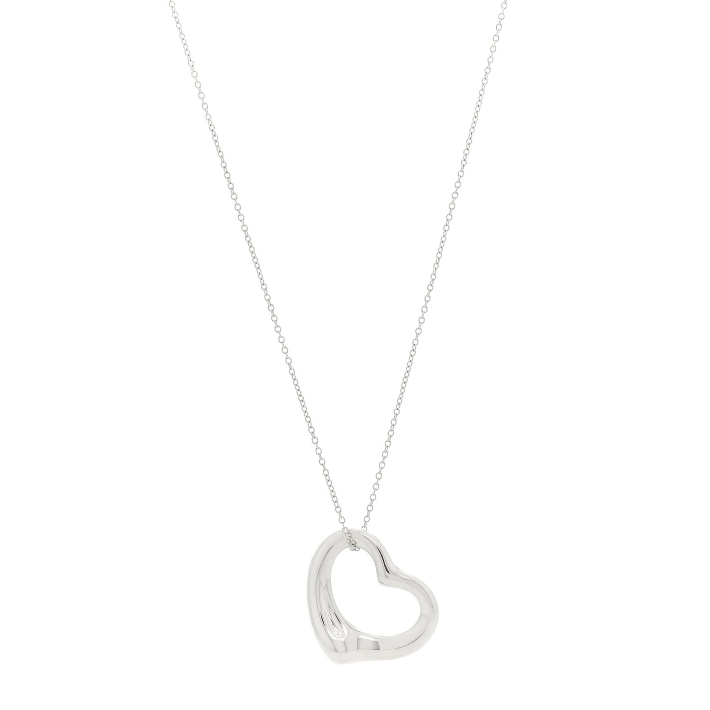 Sterling Silver 22mm Elsa Peretti Open Heart Pendant Necklace