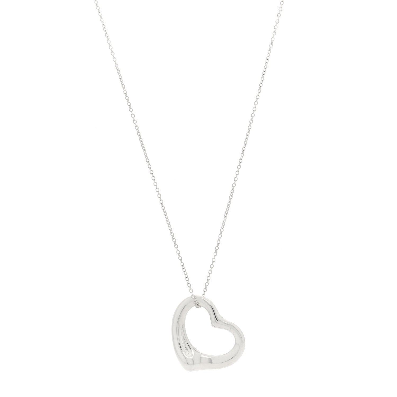 Tiffany Sterling Silver 22mm Elsa Peretti Open Heart Pendant Necklace 1 of 6