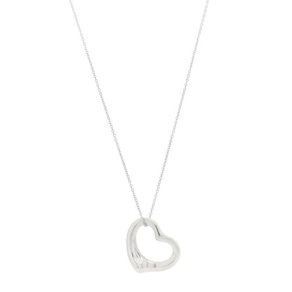 Tiffany Sterling Silver 22mm Elsa Peretti Open Heart Pendant Necklace 1 of 6