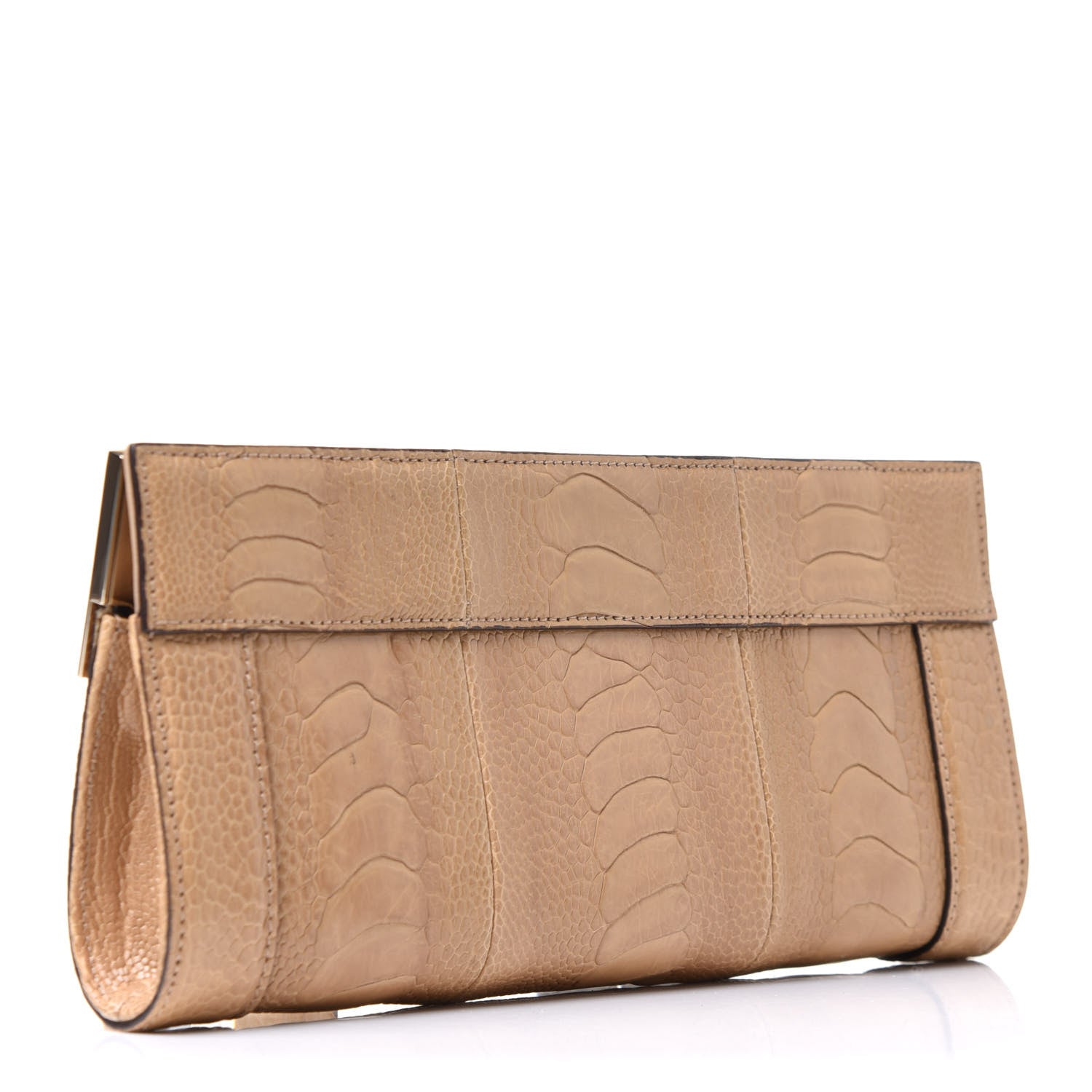 Gucci Ostrich Leg Britt Starlight Clutch Beige 3 of 10