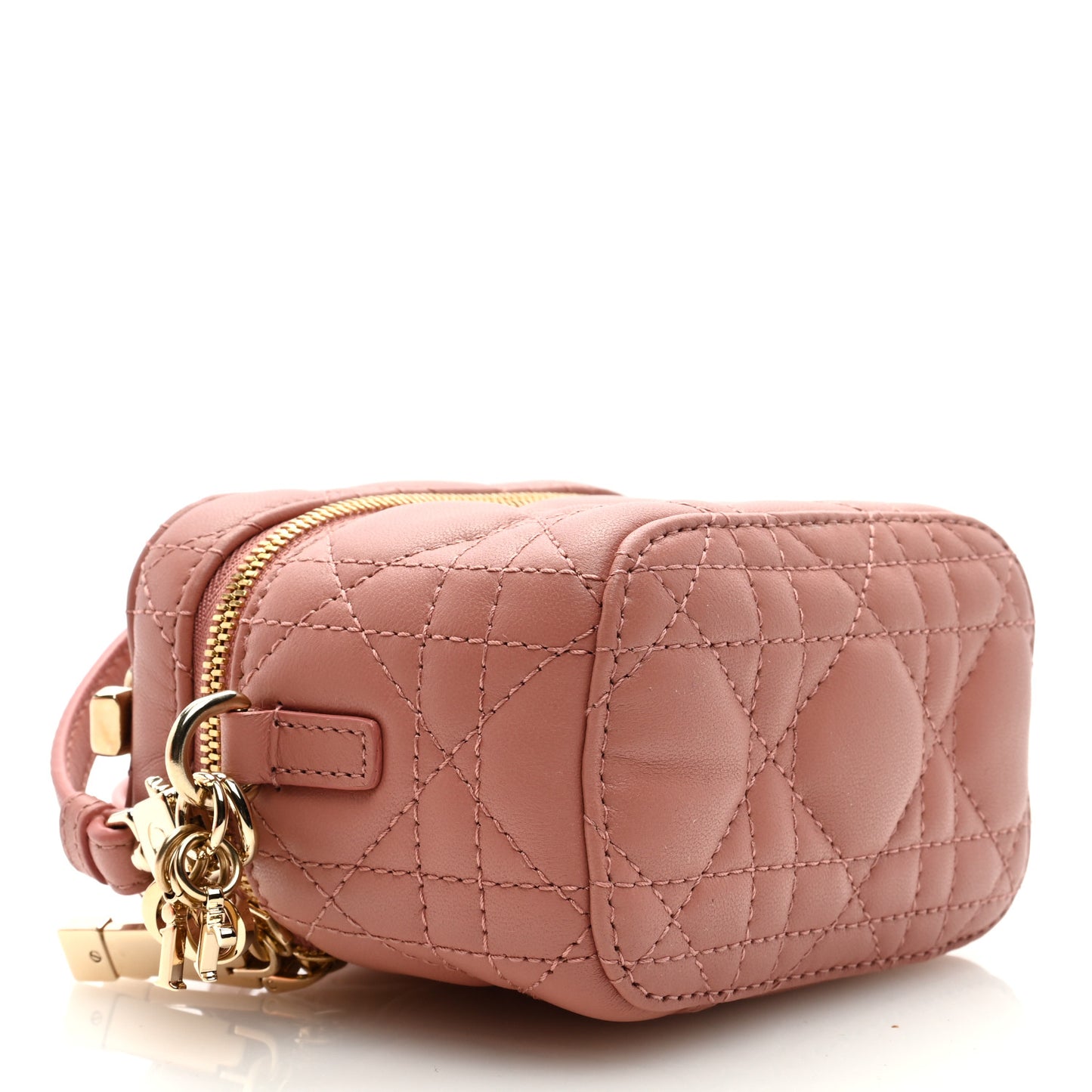 Lambskin Cannage Micro Vanity Case Ethereal Pink