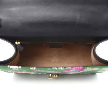 Gucci Jacquard Floral Medium Sylvie Top Handle Bag Green Multicolor Black 6 of 12