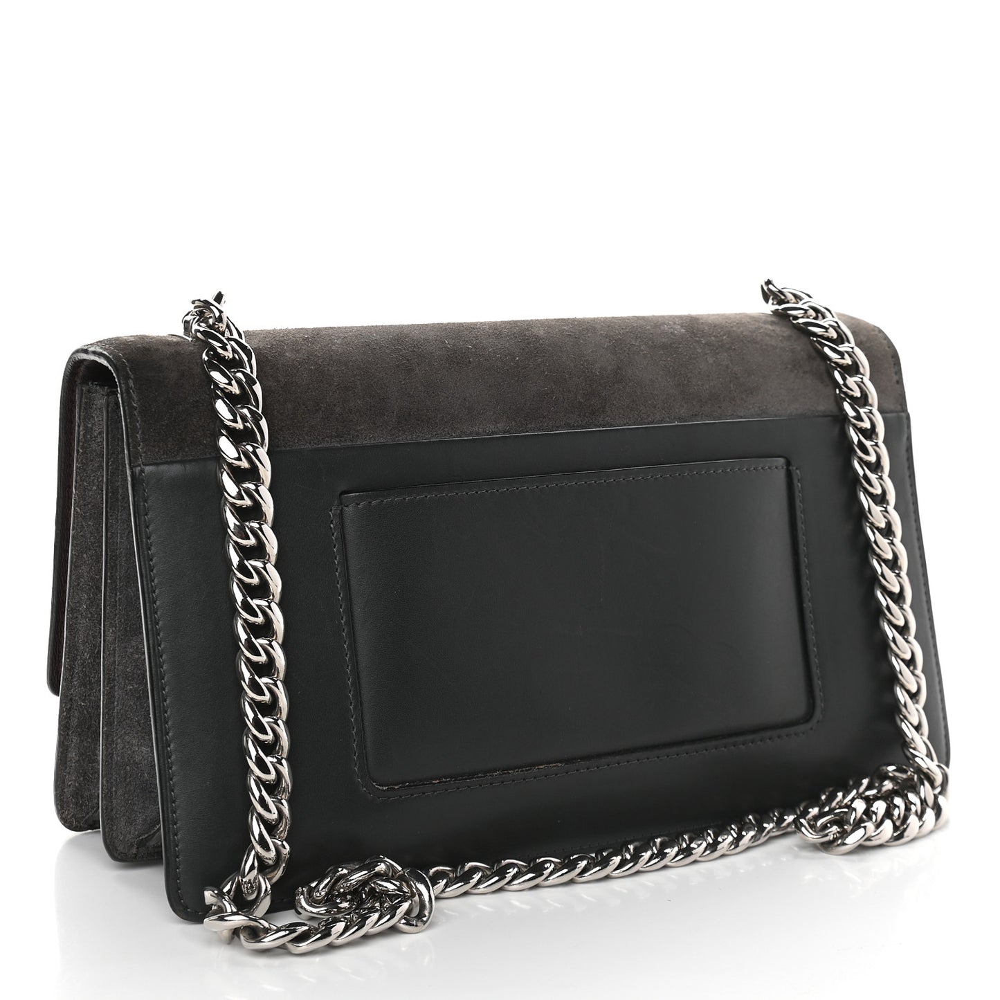 Suede Small Case Chain Flap Grey