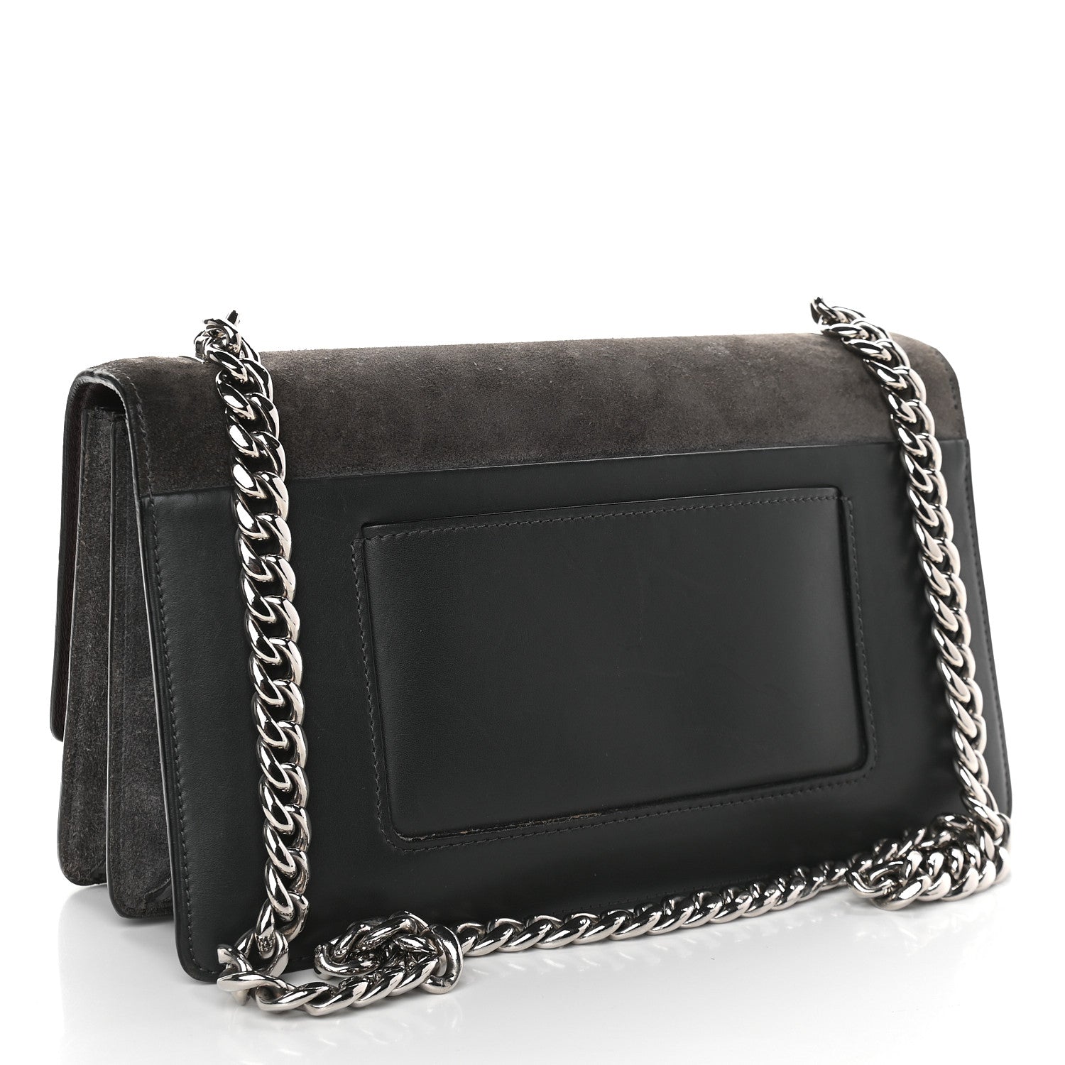 Celine Suede Small Case Chain Flap Grey 2 of 12