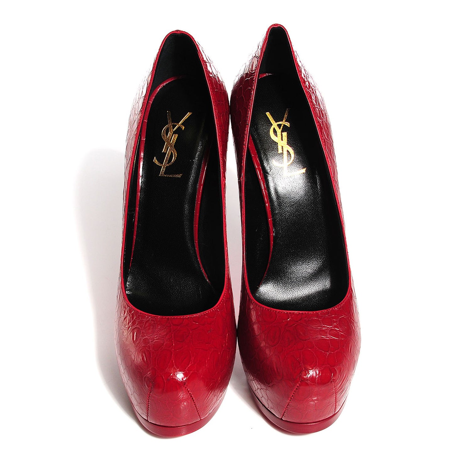 Patent Croc Stamped Tribute Two Platform Pumps 38.5 Rouge Orient