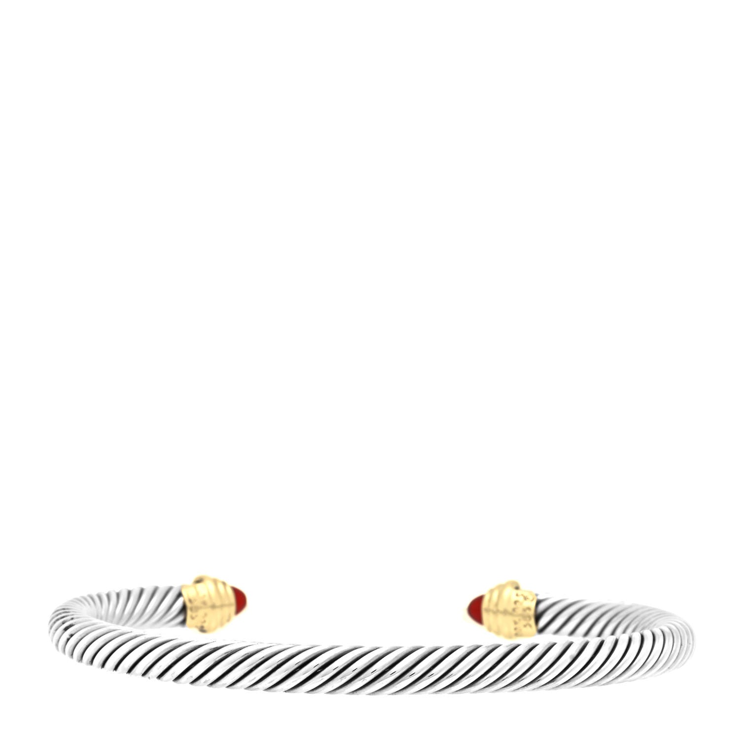 David Yurman Sterling Silver 14K Yellow Gold Carnelian 5mm Cable Classics Petite Color Bracelet 2 of 3