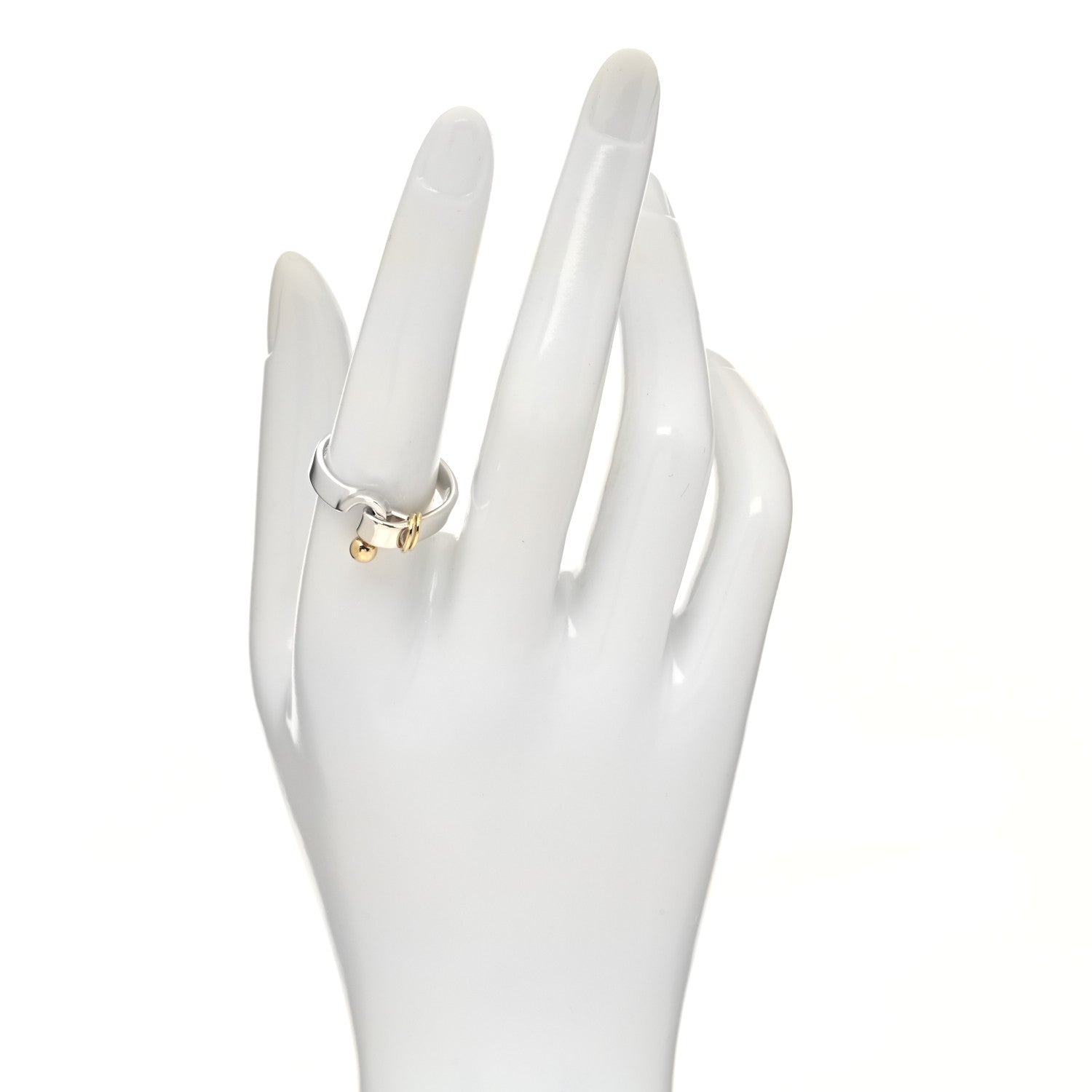 Tiffany Sterling Silver 18K Yellow Gold Hook Ring 57 8 2 of 4