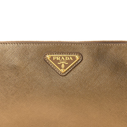Prada Metallic Saffiano Pochette Bronzo 8 of 10