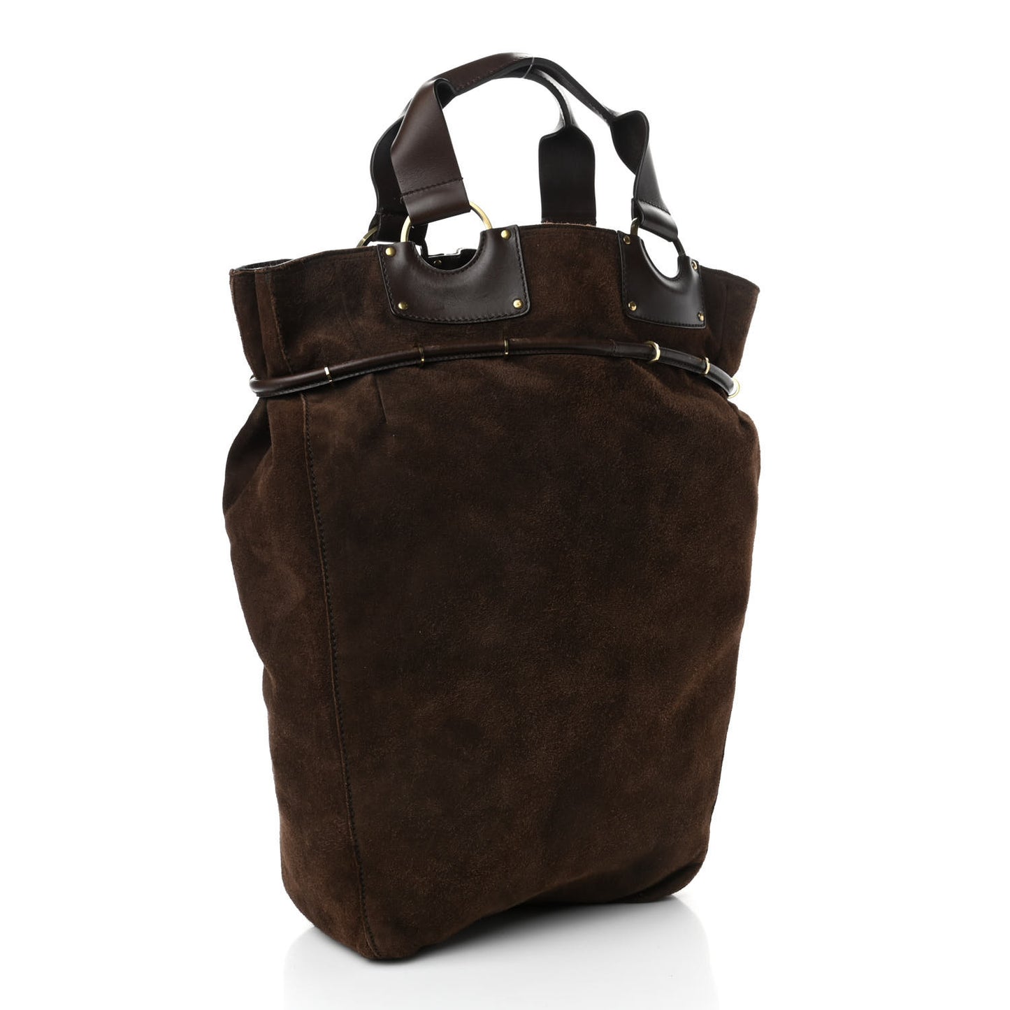 Suede Studded Tote Brown
