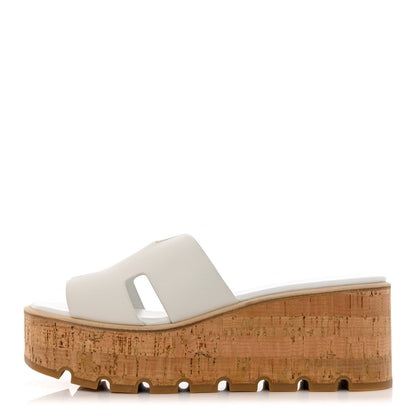 Hermes Calfskin Cork Eze 30 Sandals 39 White 1 of 11