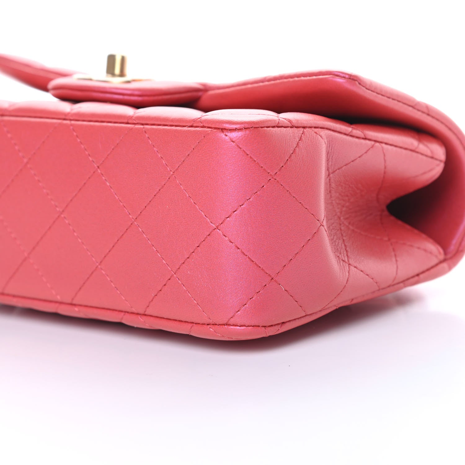 Chanel Iridescent Lambskin Quilted Mini Top Handle Rectangular Flap Red 10 of 11