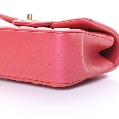 Chanel Iridescent Lambskin Quilted Mini Top Handle Rectangular Flap Red 10 of 11