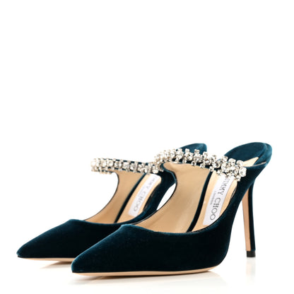 Jimmy Choo Velvet Crystal Bing 100 Pumps 36 Blue 3 of 8