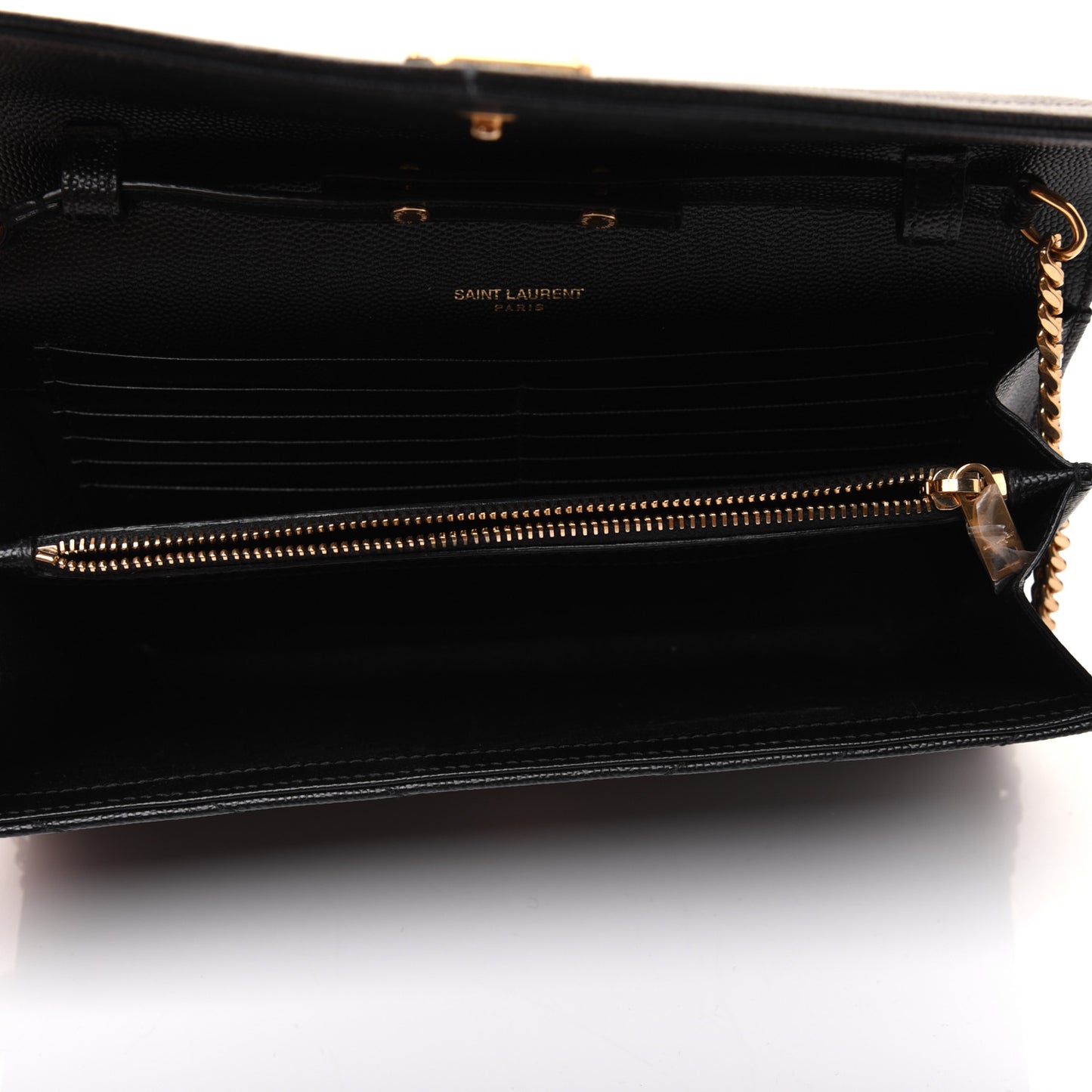 Grain De Poudre Matelasse Chevron Monogram Chain Wallet Black