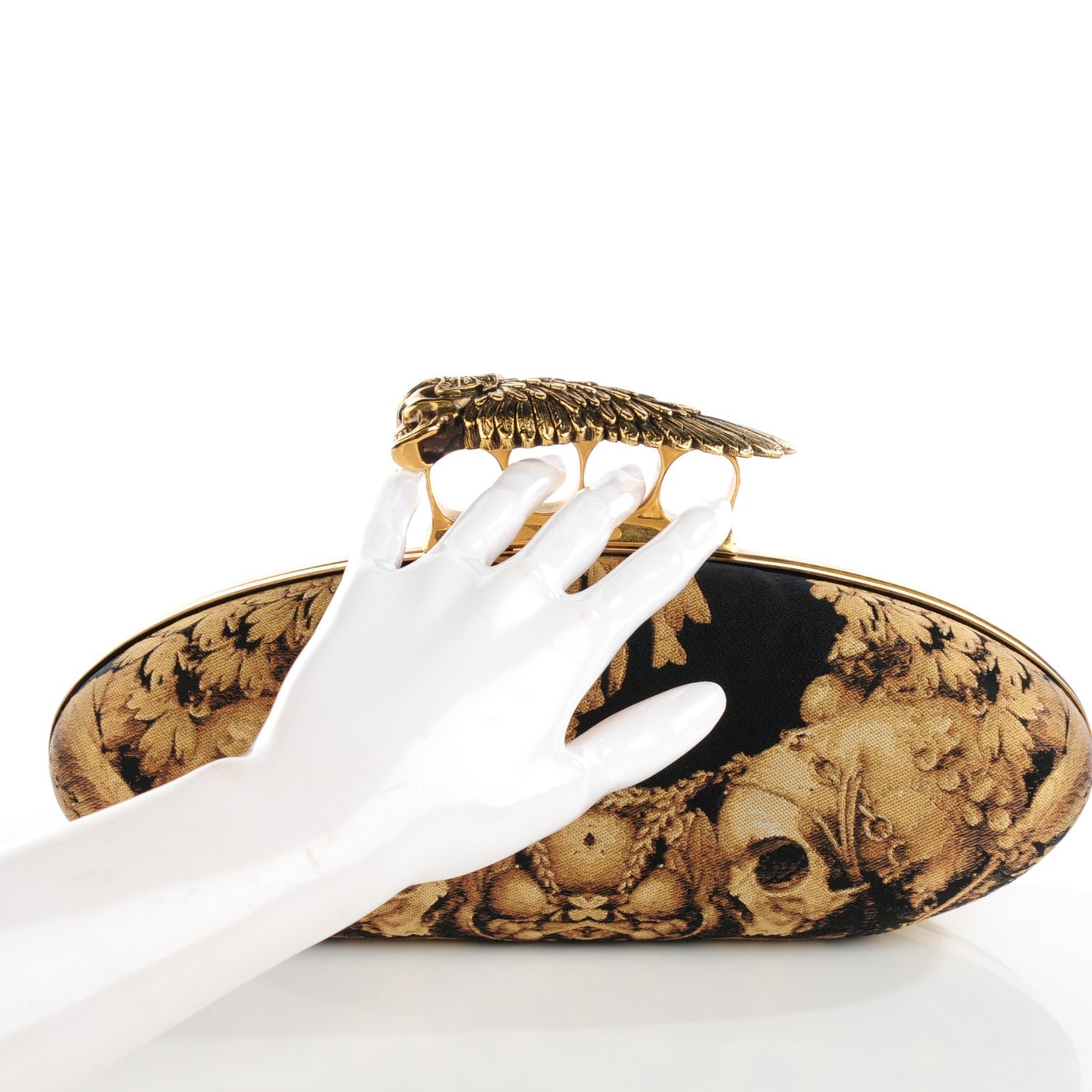 Silk Gibbons Printed Hell's Knuckle Duster Clutch Black Gold