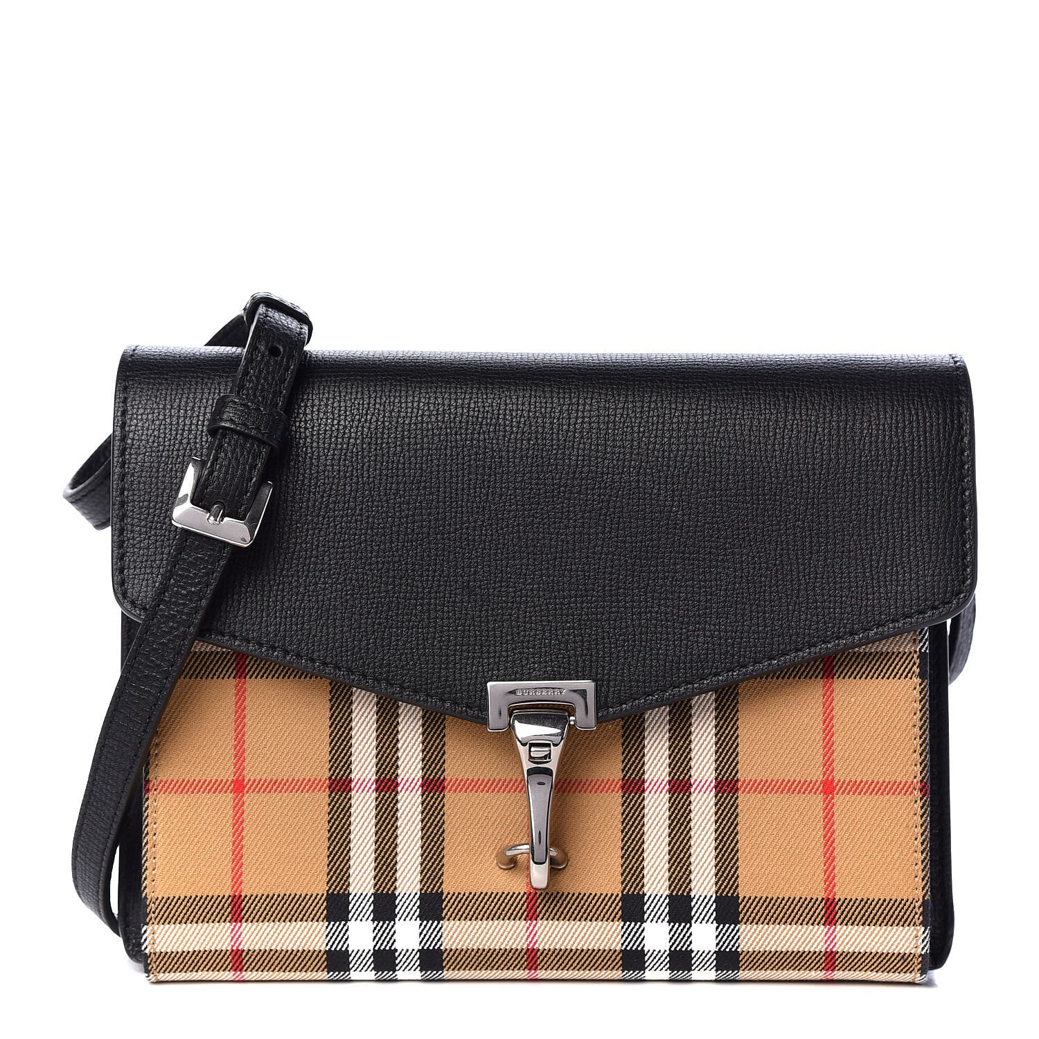 Burberry Derby Calfskin Vintage Check Small Macken Crossbody Bag Black 1 of 8