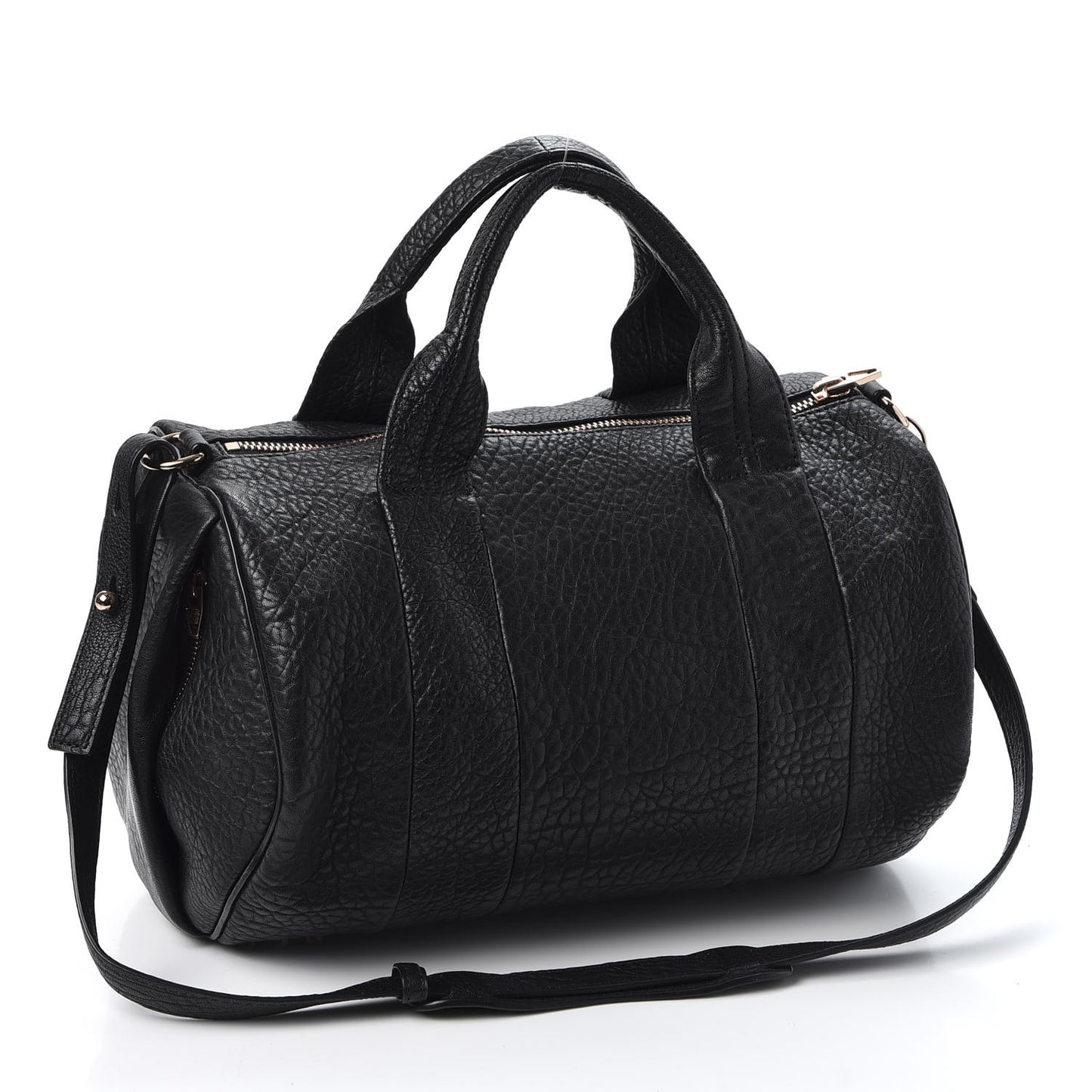 Pebbled Lambskin Rocco Black Rose Gold Hardware