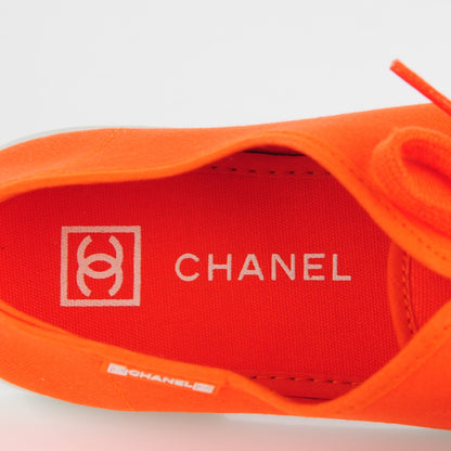 Chanel Canvas CC Sneakers 38 Orange 9 of 9