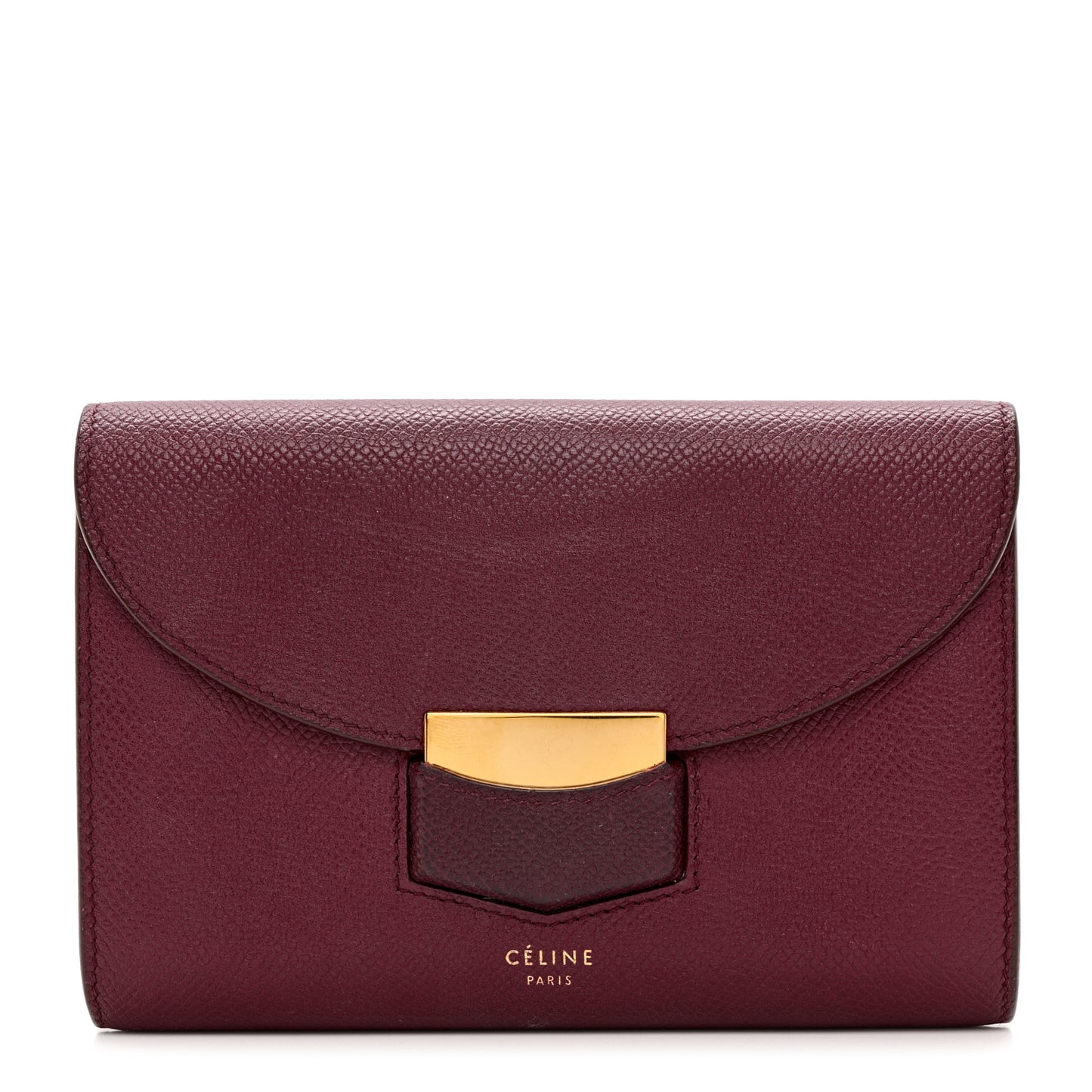 Grained Calfskin Medium Trotteur Multifunction Flap Wallet Plum