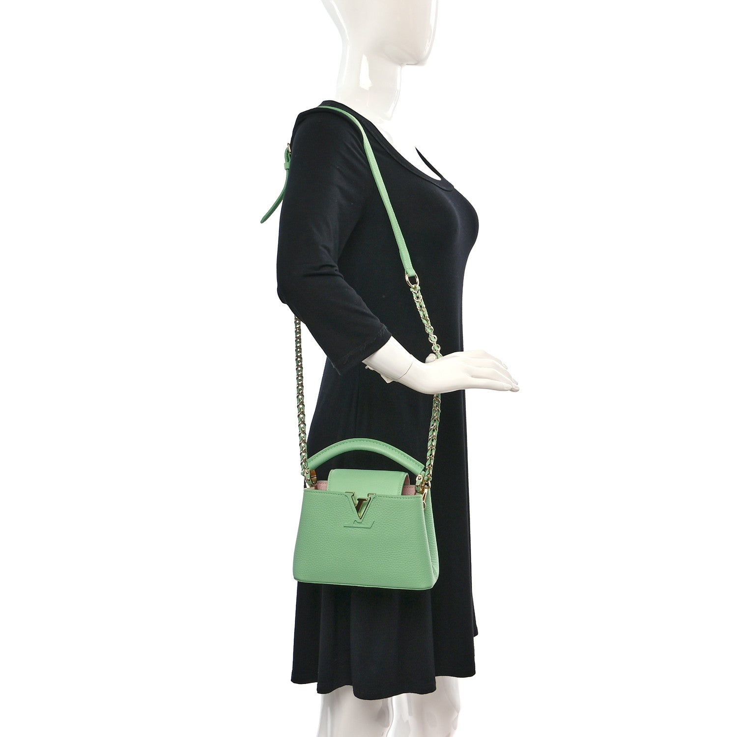 Louis Vuitton Taurillon Mini Capucines Vert Pomme 2 of 8