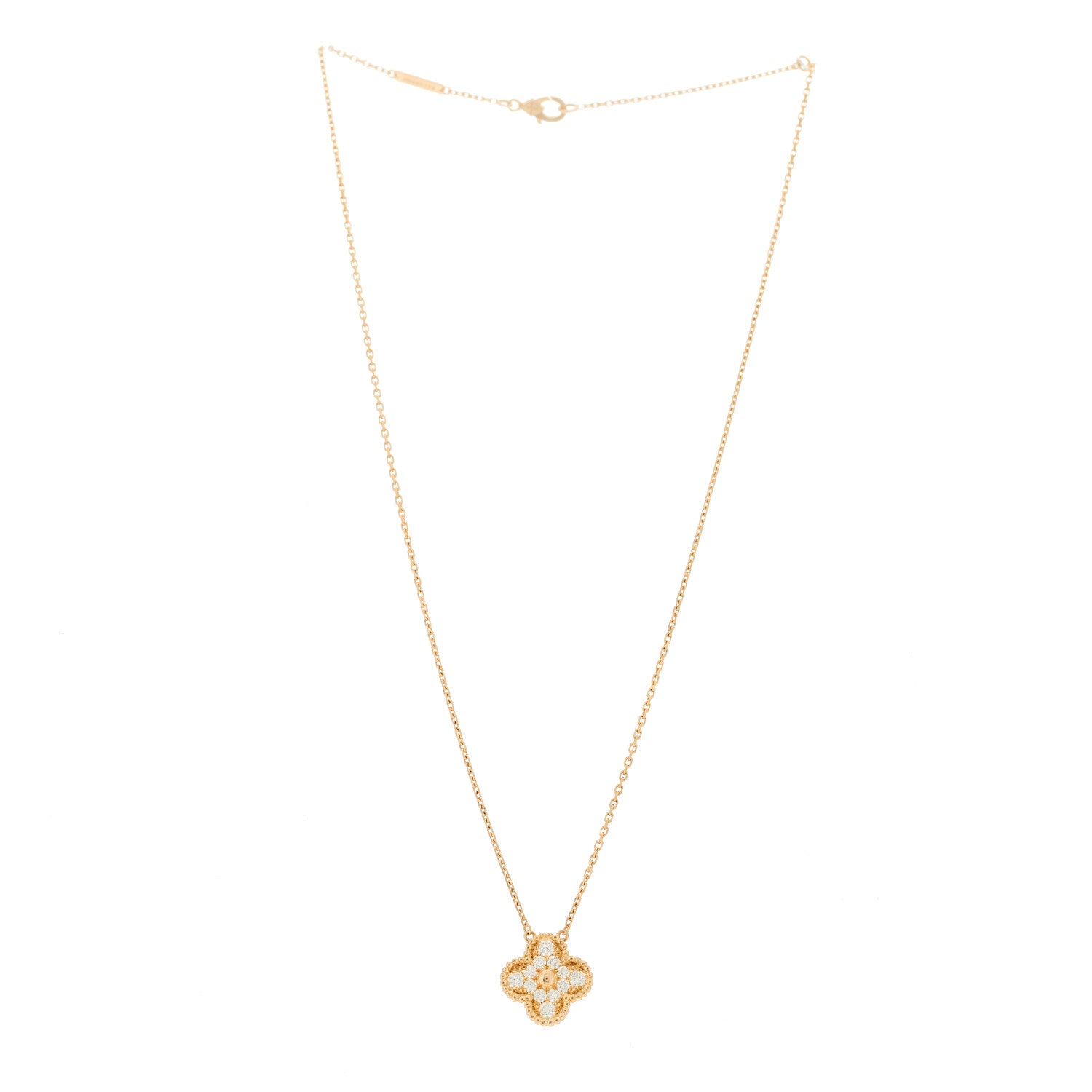 Van Cleef & Arpels 18K Rose Gold Diamond Vintage Alhambra Pendant Necklace 3 of 6