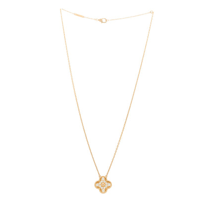 Van Cleef & Arpels 18K Rose Gold Diamond Vintage Alhambra Pendant Necklace 3 of 6