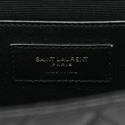 Saint Laurent Grain De Poudre Textured Mixed Matelasse Triquilt Medium Monogram Satchel Black 7 of 11