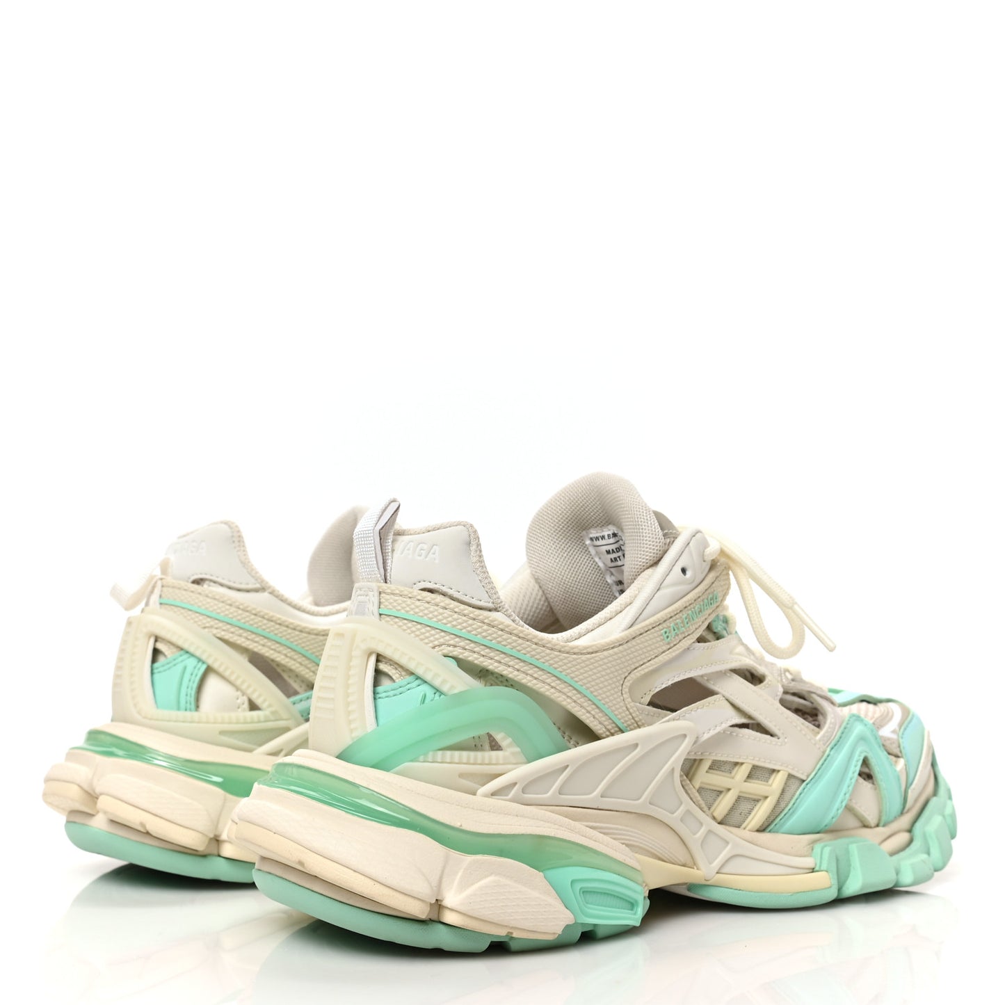 Rubber Mesh Tri-Color Womens Track.2 Open Sneakers 38 Mint Light Beige Grey