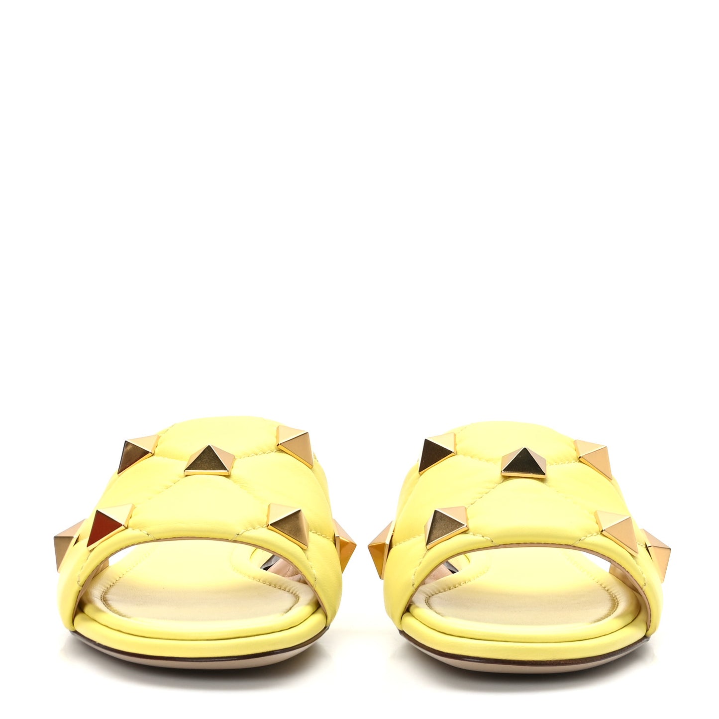 Nappa Roman Stud Flat Slide Sandals 37 Lime Sorbet