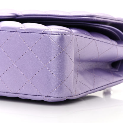Chanel Metallic Lambskin Quilted Medium Double Flap Purple 10 of 16