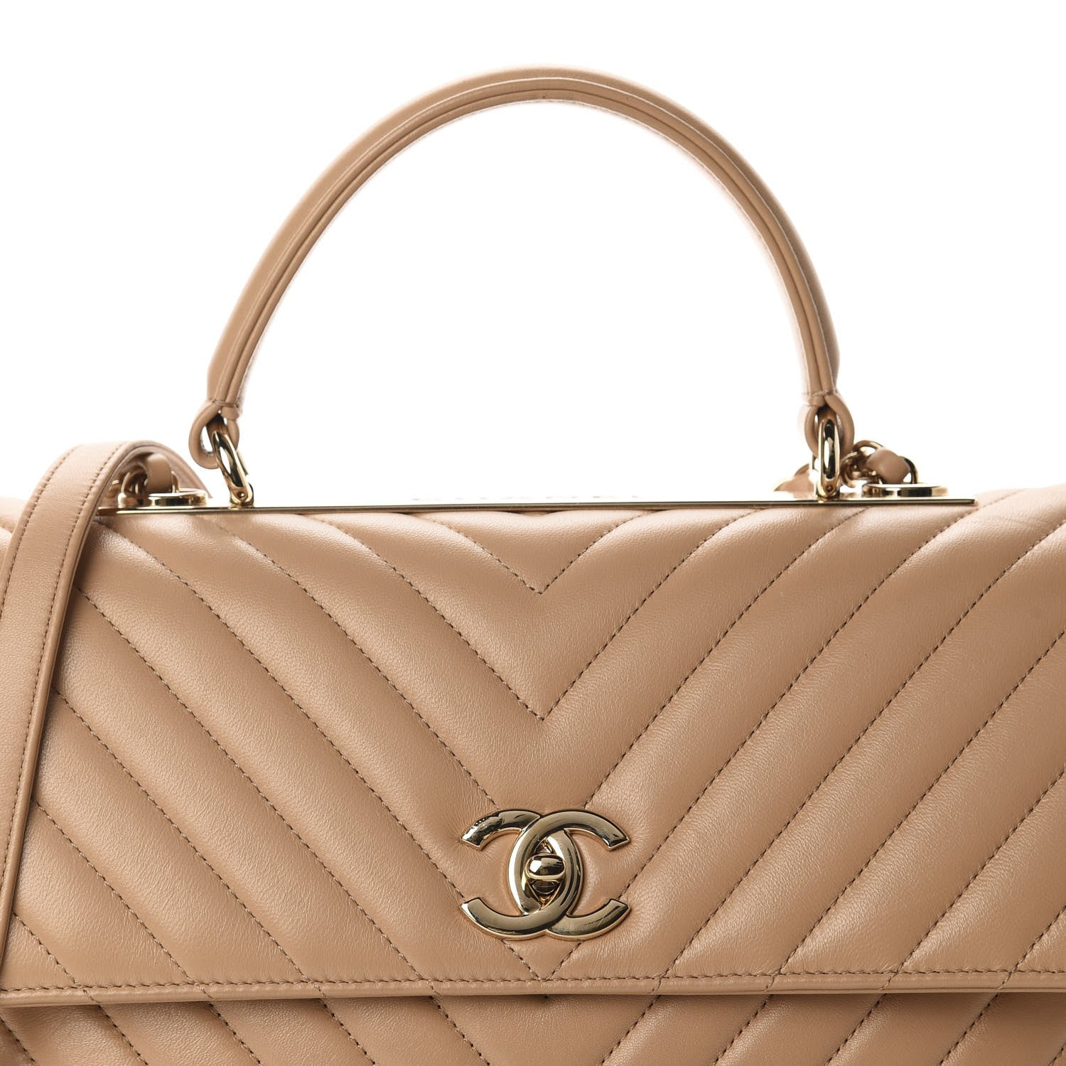 Chanel Lambskin Chevron Quilted Medium Trendy CC Dual Handle Flap Bag Beige 10 of 10