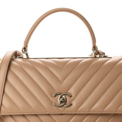 Chanel Lambskin Chevron Quilted Medium Trendy CC Dual Handle Flap Bag Beige 10 of 10