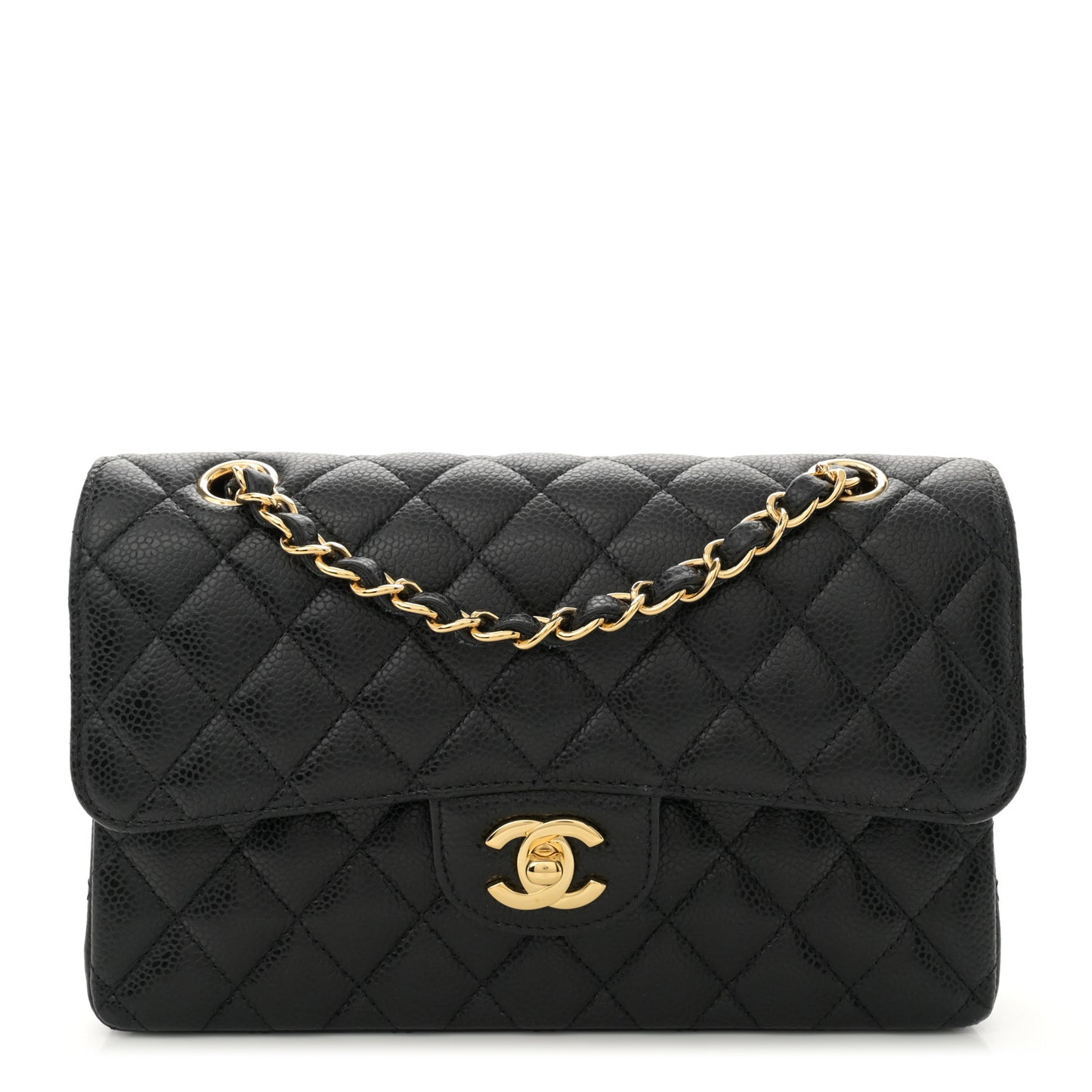 Caviar Quilted Small Double Flap Black