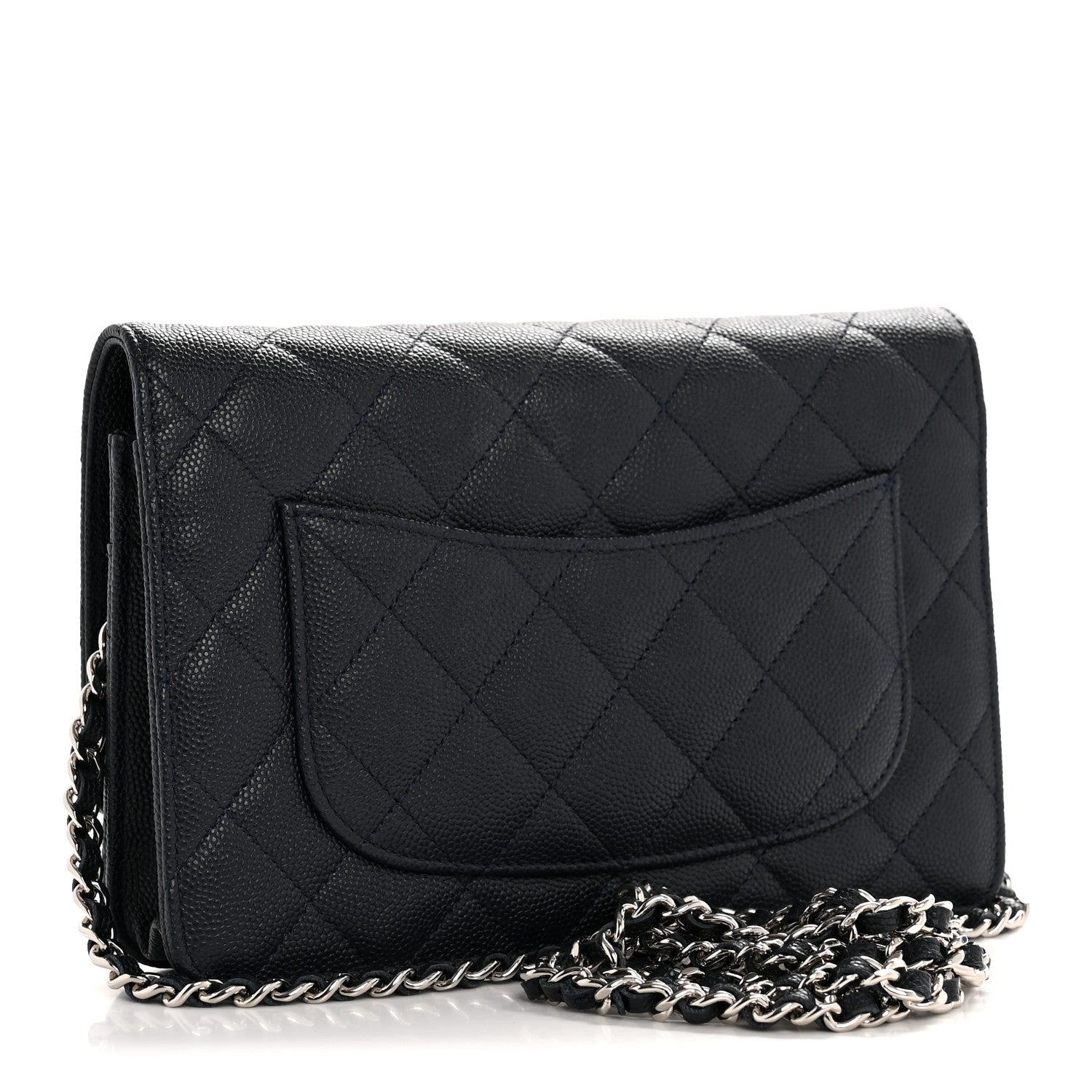 Chanel Caviar Quilted Wallet on Chain WOC Navy Blue 3 of 13