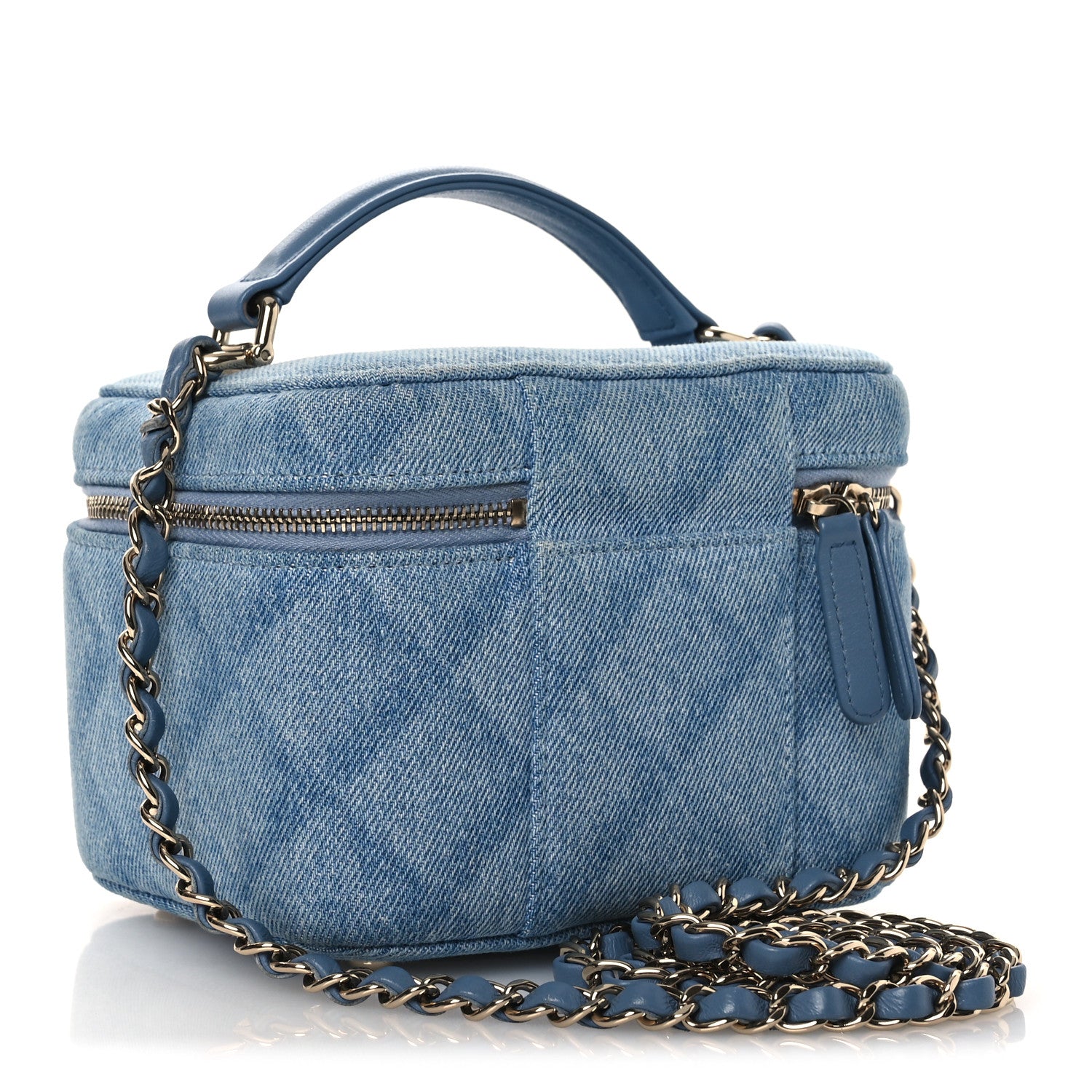 Chanel Denim Quilted Small CC Vanity Case Blue 3 of 12