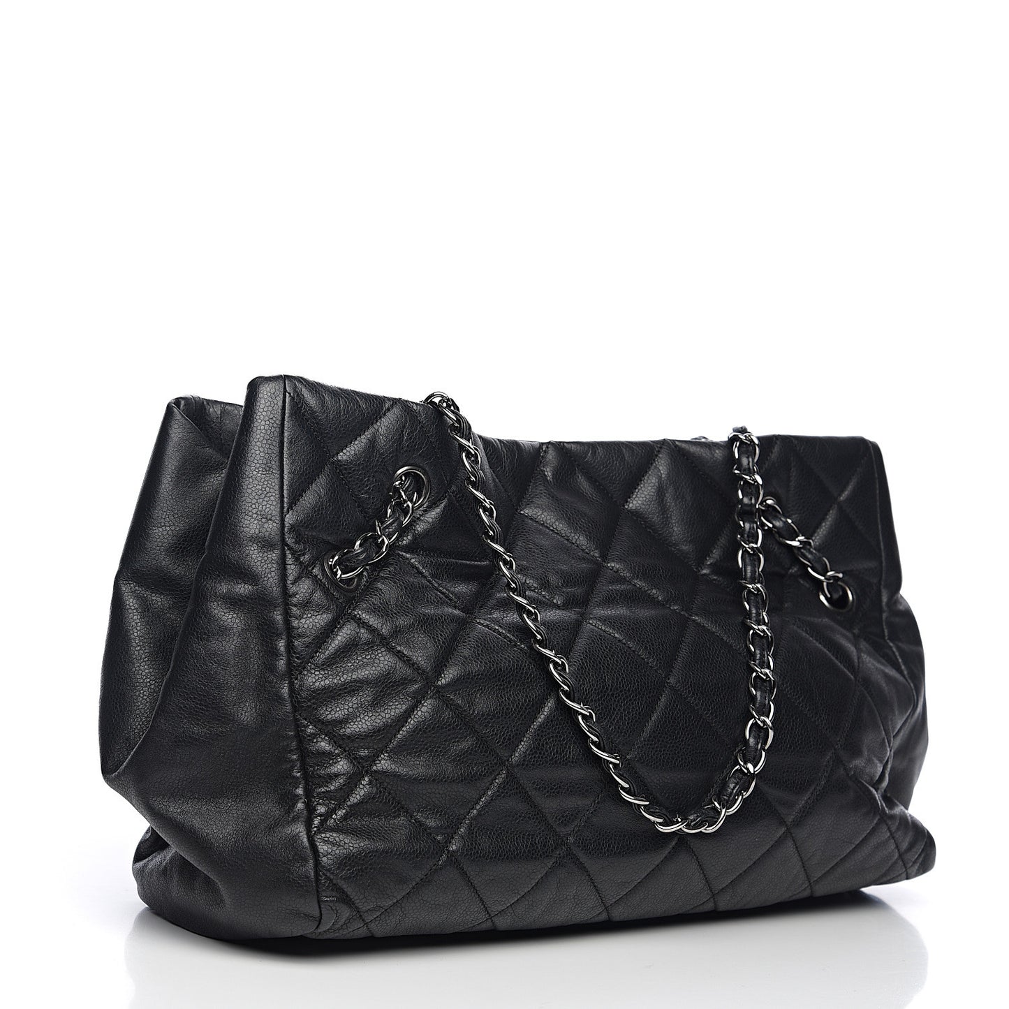 Soft Caviar Quilted Large Cells Tote Black