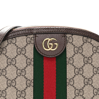 Gucci GG Supreme Monogram Textured Dollar Calfskin Web Small Ophidia Dome Shoulder Bag Beige Ebony New Acero 9 of 11