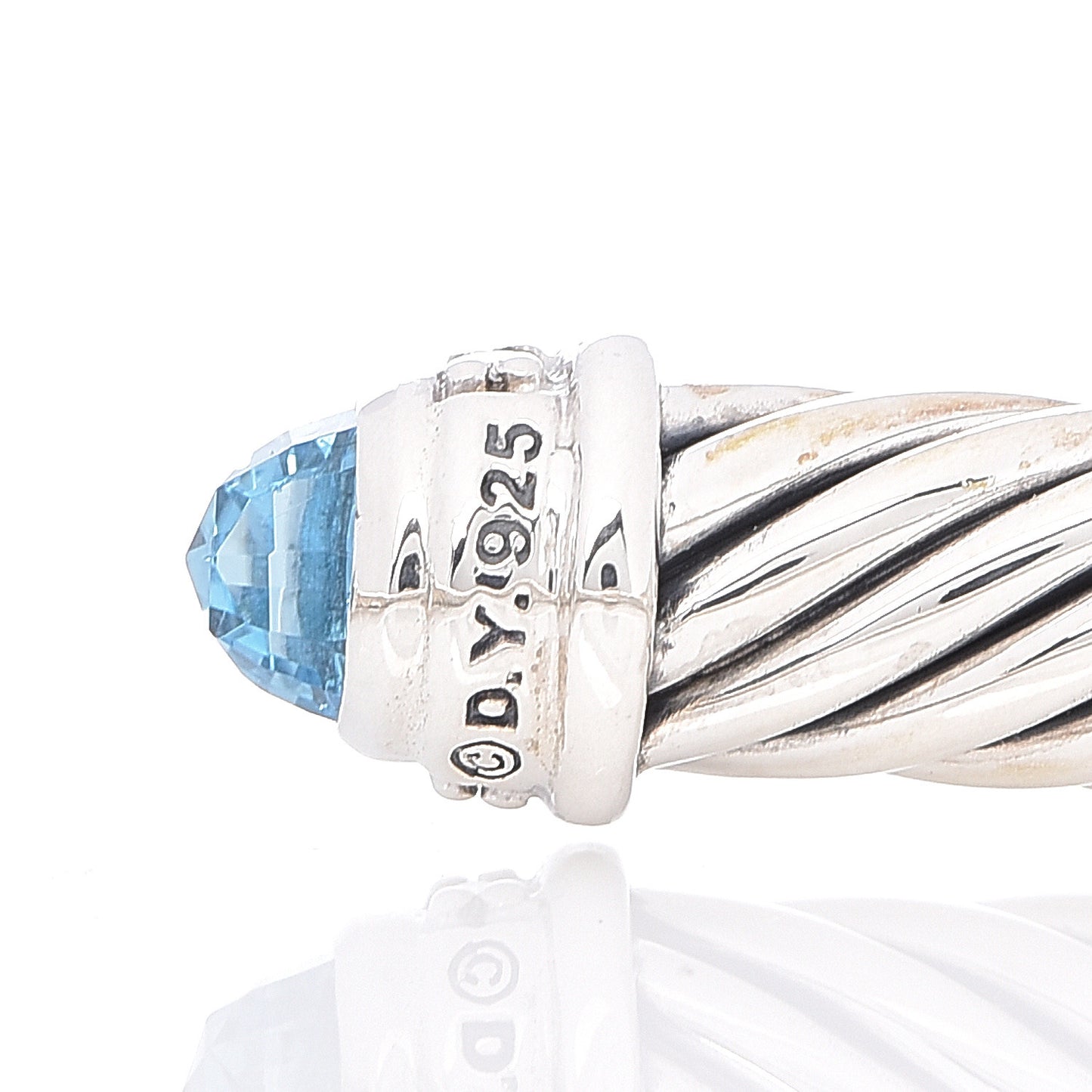 Sterling Silver Diamond Blue Topaz 5mm Cable Classics Bracelet
