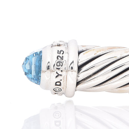 David Yurman Sterling Silver Diamond Blue Topaz 5mm Cable Classics Bracelet 4 of 4