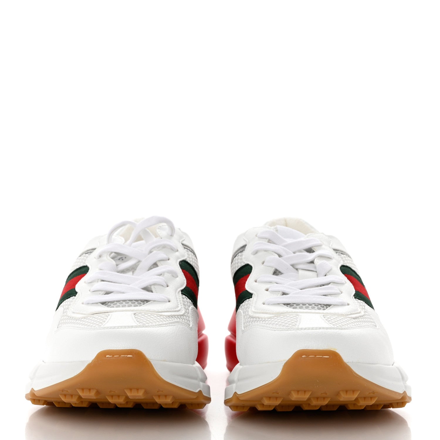 Gucci Lavaredo Eco Fabric Mesh Web Womens Rhyton Reflective Sneakers 39.5 Great White Green Red Silver 2 of 8