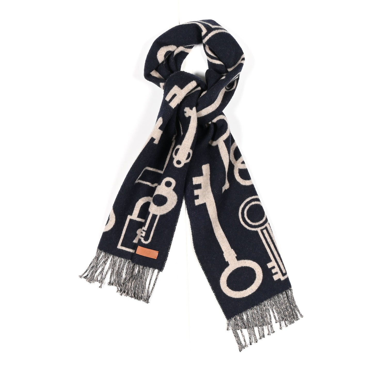 Cashmere Casaque Porte-Clefs Muffler Marine Beige Chine