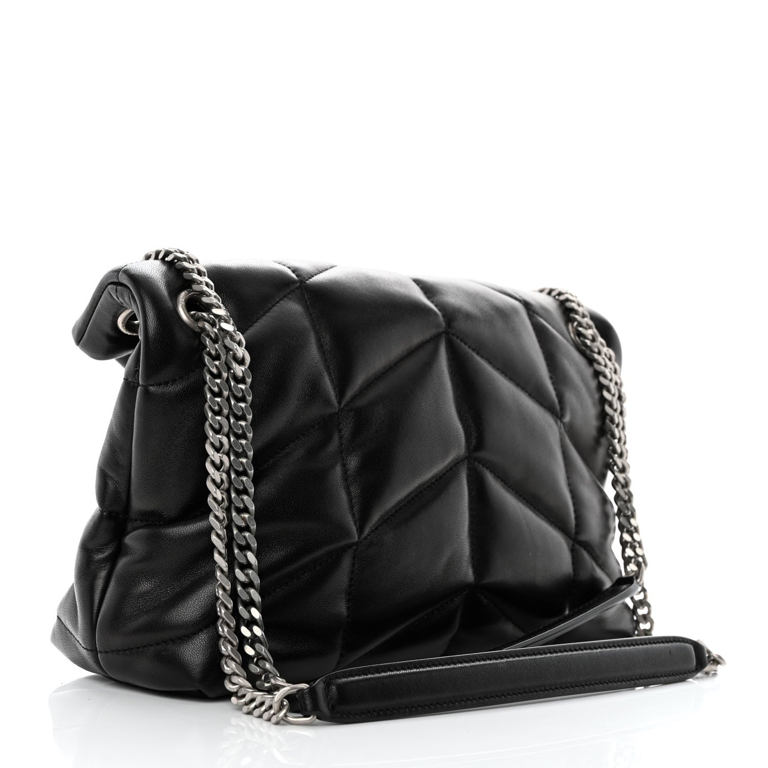 Saint Laurent Lambskin Quilted Small Loulou Puffer Monogram Chain Satchel Black 2 of 11