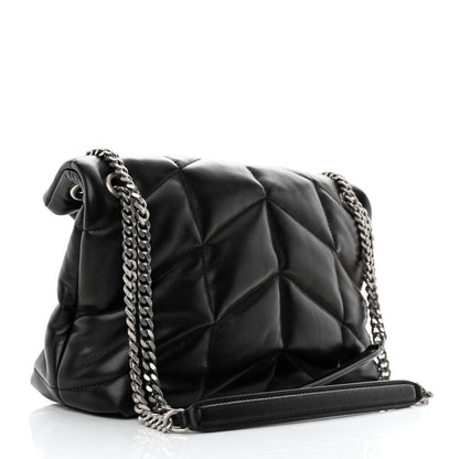 Saint Laurent Lambskin Quilted Small Loulou Puffer Monogram Chain Satchel Black 2 of 11