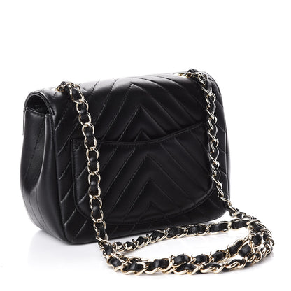Chanel Lambskin Chevron Quilted Mini Square Flap Black 2 of 10