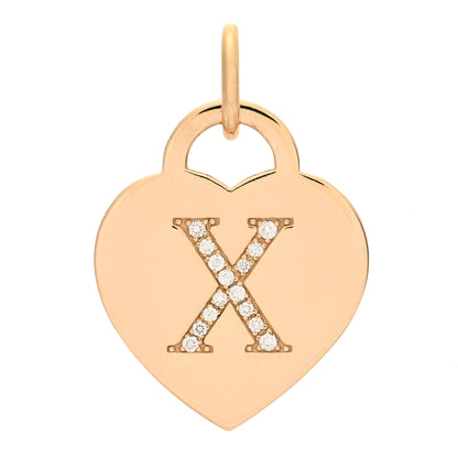 Tiffany 18K Rose Gold Diamond Tiffany Letter X Heart Tag Charm 1 of 4