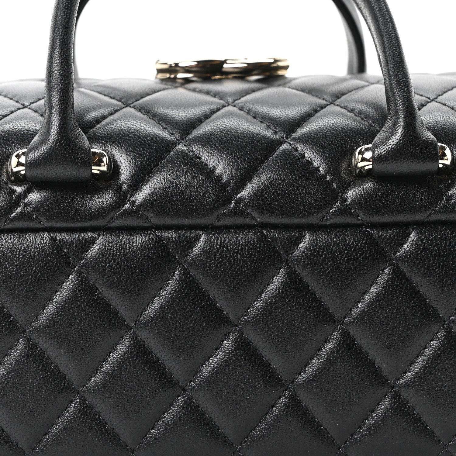 Chanel Shiny Lambskin Quilted Top Handle Jewelry Box Bag Black 9 of 11
