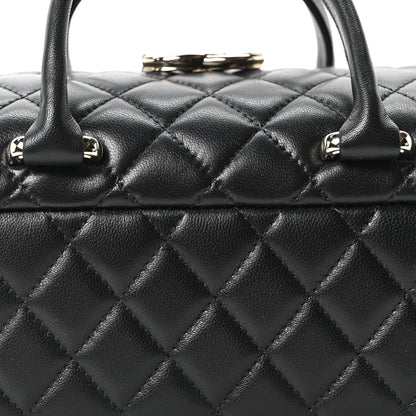Chanel Shiny Lambskin Quilted Top Handle Jewelry Box Bag Black 9 of 11