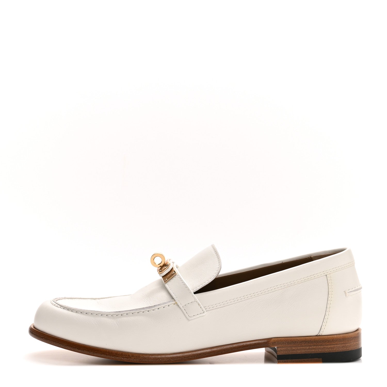 Hermes Calfskin Womens Destin Loafer 39 White 1 of 10