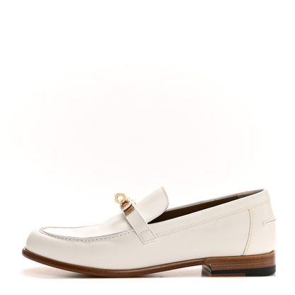 Hermes Calfskin Womens Destin Loafer 39 White 1 of 10